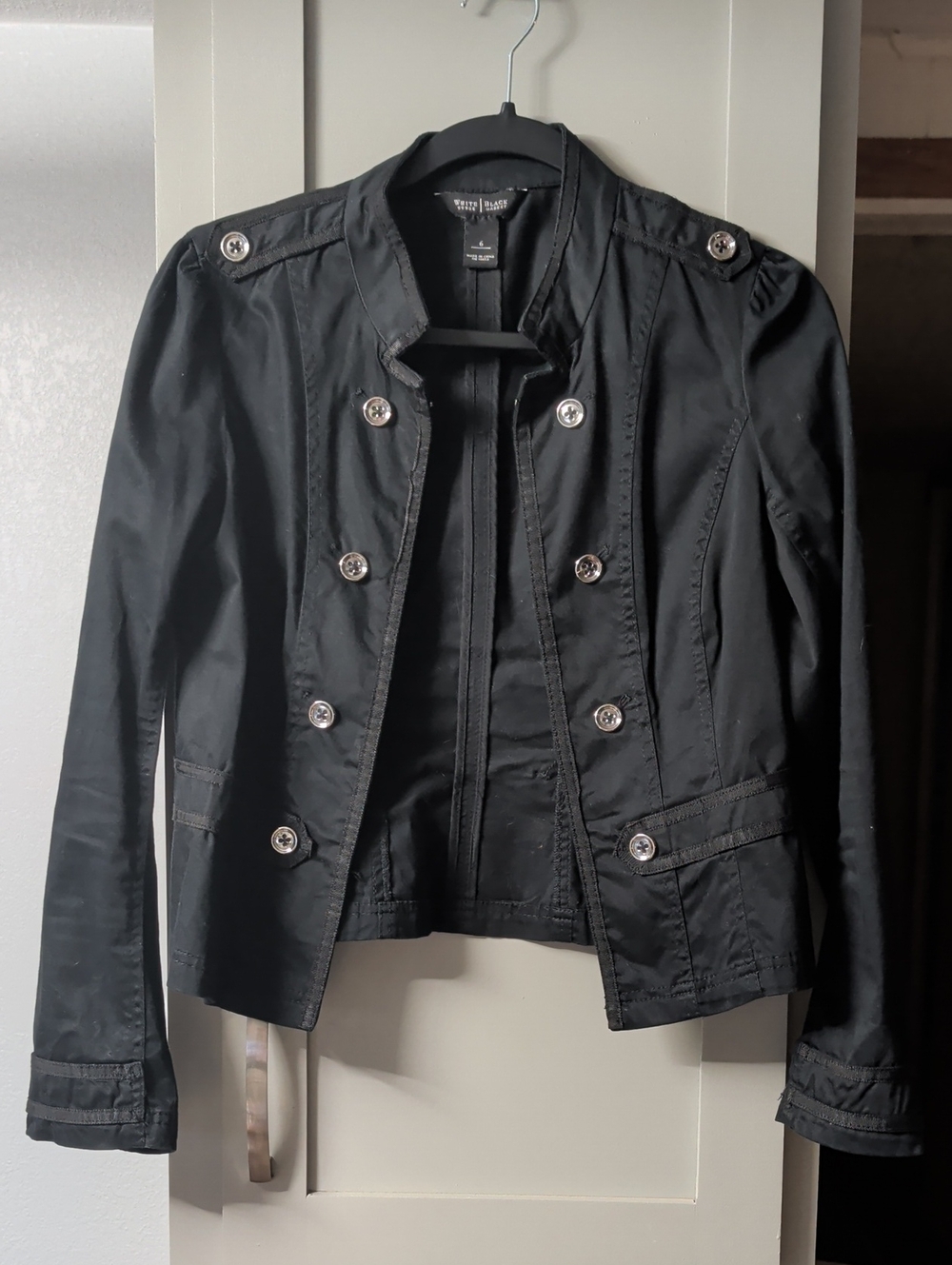 White House Black Market Black Double-Breasted Military Blazer